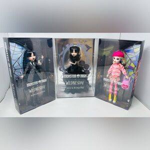 Mattel Monster High X Wednesday Addams & Enid Sinclair Dolls lot of 3